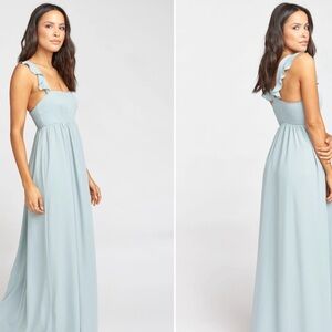 NWT Show Me Your Mumu June Maxi Dress in Icy Blue‎ Chiffon Bridesmaid Wedding